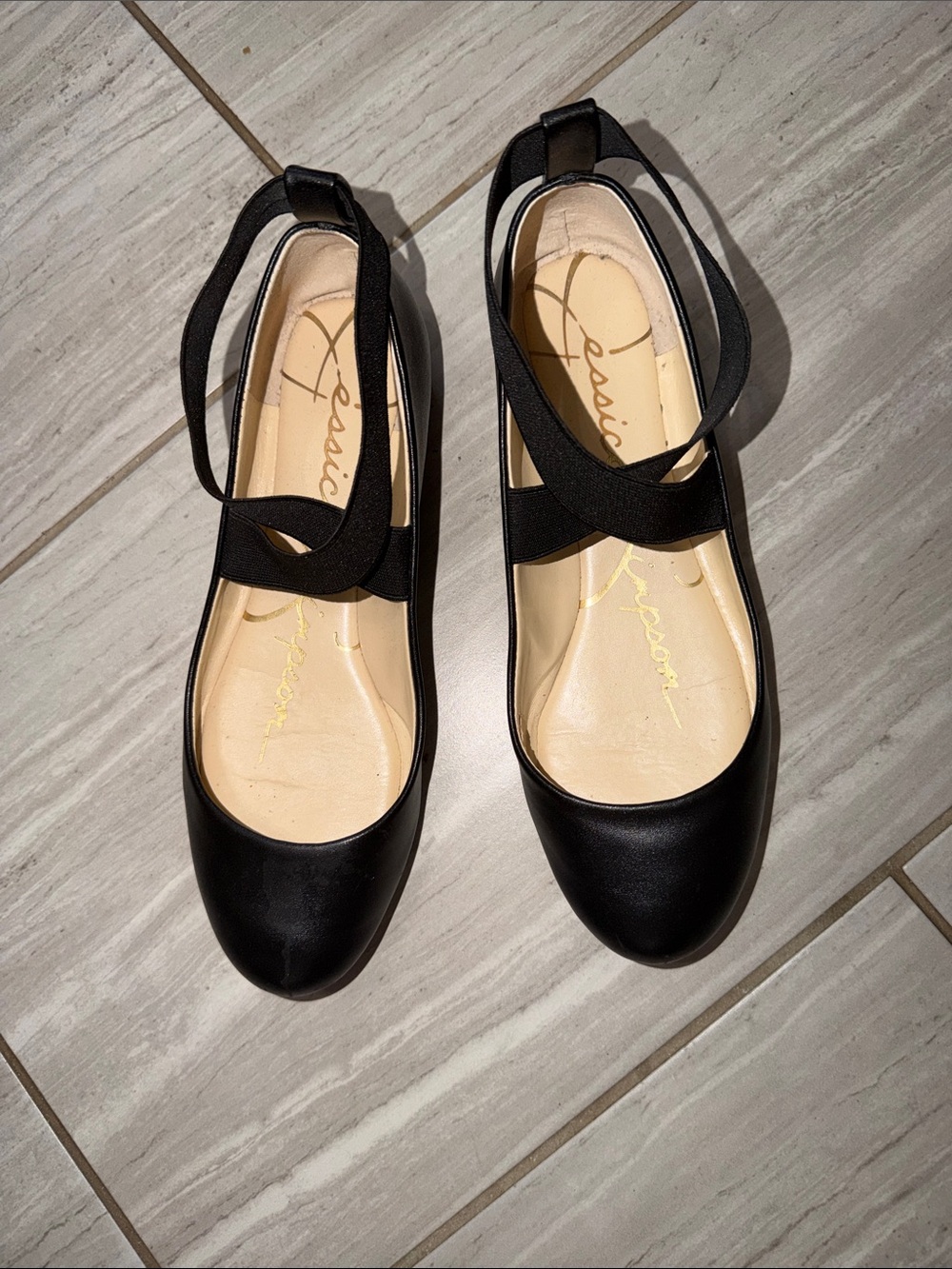 Jessica Simpson Black Cross-Strap Ballet Flats